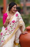 MG 599 Linen With Gold Jari Online Border Printed Saree Wholesale